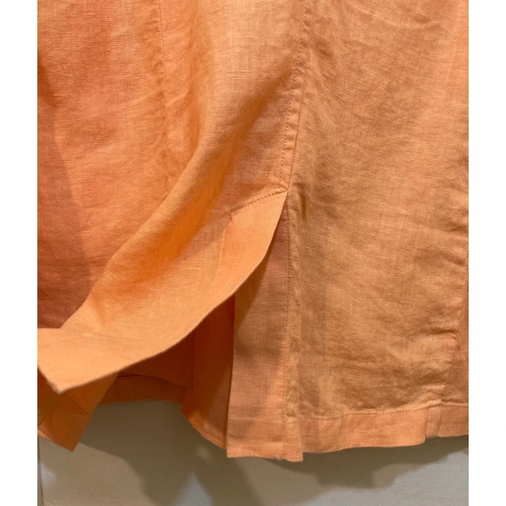 J. Jill Love Linen Blazer Wide Leg Crop Pants 2 Piece Suit Set XL Orange Coastal